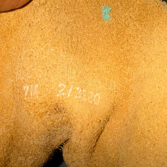 L.L. Bean Womens Duck Boots Tan Blue Leather Waterproof Snow Ankle Boots Size 7M - Picture 12 of 14